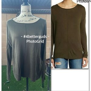 Vince Silk Cashmere Drop Shoulder Wide Neck Raise Seam Lightweight Sweater LG